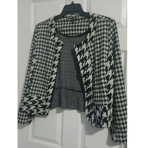 Houndstooth peplum blazer.